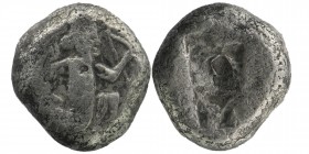 Achaemenid Kings of Persia, time of Artaxerxes II - Artaxerxes III AR Siglos
Sardes, circa 375-340 BC. 
Persian king or hero in kneeling-running stanc...