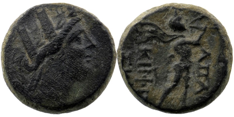 Phrygia, Apameia. Ca. 88-40 B.C. AE
Tyche right
Rev: Marsyas advancing right, pl...