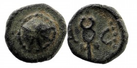 PAMPHYLIA, Aspendos. 1st century BC. AE 
Round shield.
Rev: Winged kerykeion.( A. C left and right field)
SNG France 155; Yashin 51 (Askalon).
1,92 gr...
