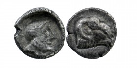 CARIA, Halikarnassos? Circa 395-377 BC. AR Hemiobol
Head of male right. /Ram’s head right
SNG Keckman 866; Klein 496
Rare type of obol
0,36 gr. 8 ...