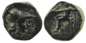 PAMPHYLIA. Attaleia. Ae (2nd-1st centuries BC).
Obv: Jugate helmeted heads of two Athenas right.
Rev: ATTAΛEΩN.
Zeus seated left on throne, holding th...