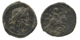 PISIDIA. Isinda. Ae (2nd-1st centuries BC).
Obv: Laureate head of Zeus right.
Rev: ΙΣΙΝ.
Warrior on prancing horse right, weilding spear and fighting ...