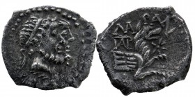 LYCAONIA, Laranda. Mazaios, Satrap. Circa 324-323 BC. AR Obol 
Jugate diademed male heads right.
Rev: ΛA-ΡAN- Forepart of wolf right; monogram behind,...