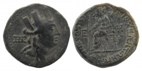 CILICIA. Tarsos. Ae (164-27 BC)
Turreted head of Tyche right; monogram to left./ΤΑΡΣΕΩΝ. Zeus seated left on throne, holding sceptre; two monograms to...