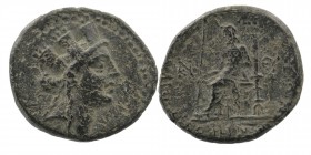 CILICIA. Tarsos. Ae (164-27 BC)
Turreted head of Tyche right
Rev: Zeus seated left on throne, holding sceptre; two monograms to right.
SNG France 128-...