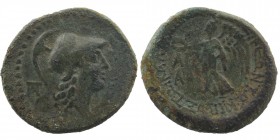 CILICIA. Seleukeia ad Kalykadnon. Ae (Circa 150-50 BC).
Obv: Helmeted head of Athena right, monogram behind.
Rev: Nike advancing left, holding branch
...