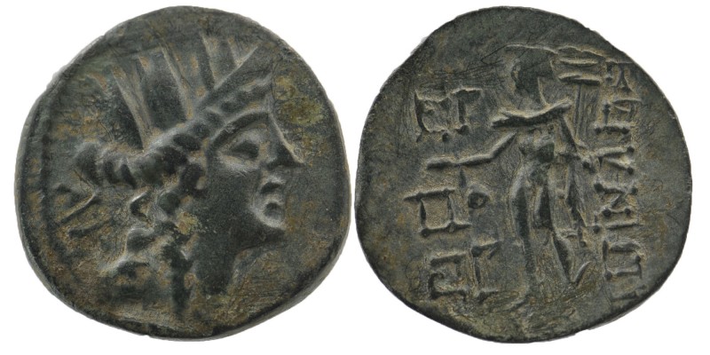 CILICIA. Korykos. Ae (Circa 150-50 BC).
Head of Tyche right, wearing mural crown...