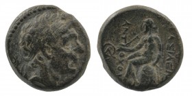SELEUKID KINGS OF SYRIA. Antiochos I Soter (281-261 BC). Ae. Antioch
Diademed head right./Apollo on omphalos seated left; monograms to left and right....