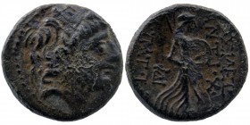 SELEUKID KINGDOM. Antiochos IX Philopator (114/3-95 BC). Ae. Tarsos.
Obv: Diademed head right.
Rev: BAΣIΛEΩΣ / ANTIOXOY / ΦIΛOΠATOPOΣ.
Athena advancin...