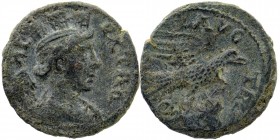 Troas, Alexandria Troas. Pseudo-autonomous issue, ca. mid 3rd century A.D. AE 
Turreted and draped bust of Tyche right
Rev: Eagle standing right on fo...