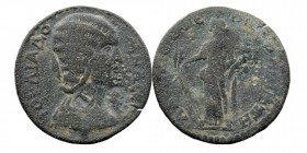 LYDIA. Nicaea Cilbianorum Julia Domna (Augusta, 193-217). Ae.
Draped bust right.
Rev: Tyche standing left, holding grain ears, rudder and cornucopia.
...