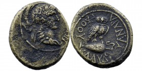 PHRYGIA. Synnada. Pseudo-autonomous. Time of Claudius (41-54). Ae 
Magistrate Klaudios Andragathos
Obv: Helmeted and draped bust of Athena right.
Rev:...