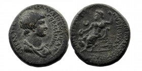 PHRYGIA. Acmonea. Nero (54-68). Ae
Obv: Draped bust of Nero right. 
Rev: Zeus seated left with patera and sceptre; in field, crescent and owl.
BMC 37,...