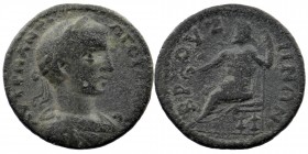 PHRYGIA, Bruzus. Gordian III. 238-244 AD. AE
Laureate, draped and cuirassed bust right/ ΑΥΤ Κ Μ ΑΝΤΩ ΓΟΡΔΙΑΝΟϹ
Rev: Zeus seated left holding patera an...