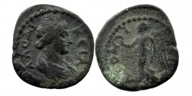 PHRYGIA. Laodicea. Pseudo-autonomous. Time of Titus and Domitian (79-96). Ae.
Draped bust of Tyche right, wearing mural crown.
Rev: Nike advancing lef...