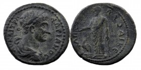 PHRYGIA. Laodicea. Hadrian (117-138). Ae.
Obv: AY KAI TPA AΔΡΙANOC.
Laureate, draped and cuirassed bust right.
Rev: ΛAOΔIKEΩN.
Zeus standing left, hol...