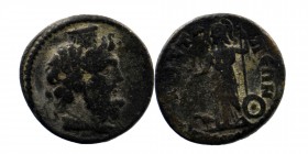 PHRYGIA, Hierapolis. Pseudo-autonomous issue. 2nd century AD.AE
Draped bust of Serapis right
Rev: Helmeted Athena standing left, holding spear, shield...