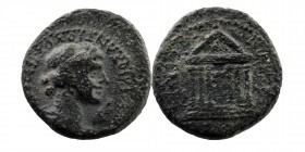 PHRYGIA. Hierapolis. Pseudo-autonomous. Time of Claudius (41-54). Ae
Draped bust of Apollo (or Dionysos/Agrippina II?) right
Rev: Hexastyle temple. 
R...
