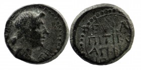 PHRYGIA. Eucarpeia. Julia Augusta (Livia), Augusta, 14-29. AE 
Apphia ierea. 
ΣEBAΣTH Draped bust of Livia to right. 
Rev. EYKAP/ΠITIKOY - AΠΦIA / IEP...