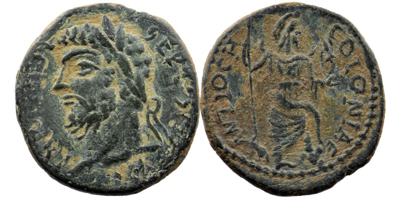 PISIDIA. Antiochia. Septimius Severus (193-211). Ae.
Laureate head left.
Rev: Mê...