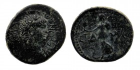 PAMPHYLIA. Side. Nero (54-68). Ae.
Obv: NEPΩN KAICAP.
Draped bust right.
Rev: CIΔHT.
Athena advancing left, holding shield in left hand and spear over...