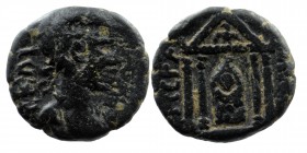 PAMPHYLIA. Perge. Ae. 
Laureate head emperor ? Right
Rev: Rev: ΠΕΡΓΑΙΩΝ.
Distyle temple containing cult figure of Artemis Pergeea standing facing.
RPC...