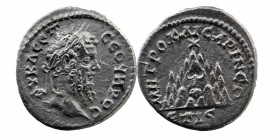 CAPPADOCIA, Caesarea. Septimius Severus. 193-211 AD. AR Drachm 
Dated year 16 (208 AD). 
Obv: Laureate head right.
Rev: MHTΡ K-AIC NEΩ, Mt. Argeus; st...