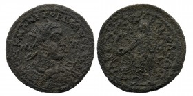 Cilicia. Tarsos . Gordian III. AD 238-244 AE
Radiate and cuirassed bust righ
Rev: Tyche standing facing, head left, holding cornucopia with left hand ...