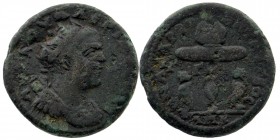 CILICIA. Anazarbos. Valerian I (253-260). Ae.
Obv: AVT K OVAΛEPIANOC CE.
Radiate, draped and cuirassed bust right.
Rev: ANZAPBOC TEOC / A/N - K/Γ.
Pri...