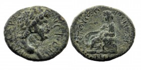 CILICIA. Anazarbos. Nero (45-68). Ae. Dated 67/8 AD.
Obv: KAICAP NEPΩN.
Laureate head right. c/m: Radiate head right.
Rev: KAICAPEΩΝ ETOYC GΠ.
Boule s...