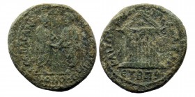 CILICIA. Anazarbus. Marcus Aurelius and Lucius Verus (161-169). Ae
Marcus Aurelius and Lucius Verus standing facing one another, clasping hands and ea...