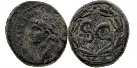 SYRIA. Seleucis and Pieria. Antioch. Domitian (81-96). Ae.
Laureate head left.
Rev: S C within wreath.
RPC 2023.
9,17 gr 22 mm