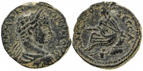 MESOPOTAMIA. Edessa. Severus Alexander (222-235). Ae.
Laureate head right, slight drapery on left shoulder.
Rev: Tyche seated left on rock outcropping...