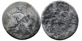 Anonymous 211-208 BC. Rome
Denarius AR
Helmeted head of Roma right;
Rev: Dioscuri on horseback right, each holding spear, star below; ROMA in exergue....