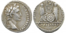 Augustus 27 BC-AD 14. Lugdunum (Lyon) Denarius AR.
Obv Laureate head right CAESAR AVGVSTVS-DIVI F PATER PATRIAE
Rev: VGVSTI F COS DESIG PRINC IVVENT C...