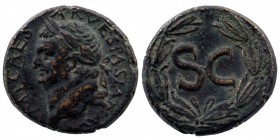 VESPASIAN (69-79). Ae As. Rome. Struck for use in the east.
Obv: IMP CAESAR VESP AVG.
Laureate head left.
Rev: Large S C within wreath.
RIC II. 15...