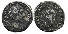 Antoninus Pius AR Denarius. Rome, AD 159-160
Laureate head right
Rev: Salus standing left, feeding snake coiled around altar and holding sceptre 
RIC ...