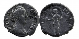 Diva Faustina (Died A.D. 141) AR struck under Antoninus Pius, Rome 
Draped bust right.
Rev. Aeternitas standing facing, head left, holding globe and b...