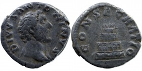 Antoninus Pius (+ 161 AD). AR Denarius 
Struck by Marcus Aurelius, 161.
Obv. DIVVS ANTONINVS, bare head to right, wearing slight drapery over his left...