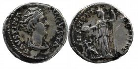 Faustina I (138-141 AD). AR Denarius Rome
Obv. FAVSTINA AVGVSTAE, draped bust to right.
Rev. IVNONI REGINAE, veiled Juno standing to left, holding pat...