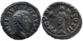 LUCIUS VERUS (161-169). Denarius. Rome.
Obv: IMP L VERVS AVG.
Cuirassed bust right.
Rev: PROV DEOR TR P III COS II.
Providentia standing left, holding...