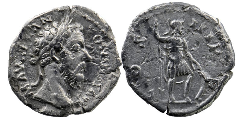 Commodus (177-192). AR Denarius Rome, 
Laureate head right. 
Mars standing right...