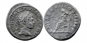 Caracalla. A.D. 198-217. AR denarius 
laureate head of Caracalla right 
Rev: Apollo seated left, holding branch and leaning on lyre set on tripod. 
RI...
