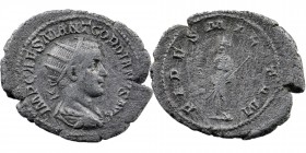 Gordian III AR Antoninianus. Antioch, AD 238-239. 
Radiate, draped and cuirassed bust right.
Obv: Fides standing left, holding standard and transverse...