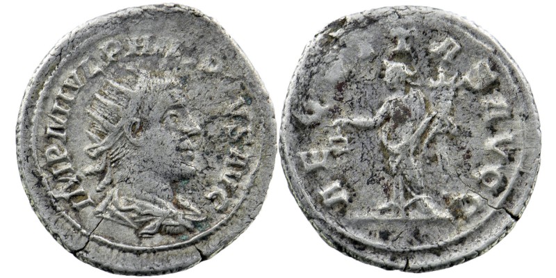 Philip II AR Antoninianus. Antioch, 247. AR
Radiate, draped and cuirassed bust r...