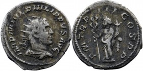 Philip I AR Antoninianus. Rome, AD 246
Radiate, draped and cuirassed bust right 
Rev: Felicitas standing left with caduceus and cornucopia. 
RIC 3.
3,...