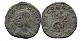 Otacilia Severa. Augusta, A.D. 244-249. AE sestertius
draped bust right,
Rev: Concordia seated left on throne, holding patera and double cornucopia. 
...