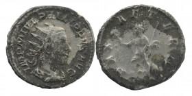 Philip I. A.D. 244-249. AR antoninianus
Radiate, draped and cuirassed bust right
Rev: Pax standing left, holding branch and transverse scepter. 
RIC 6...