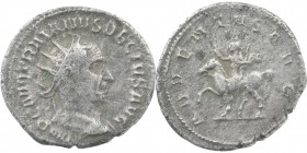 Trajan Decius (249-251). AR Antoninianus Rome, AD 250. 
Radiate and cuirassed bust right./ Decius on horseback left
RIC IV 11b; RSC 4.
3,43 gr. 22