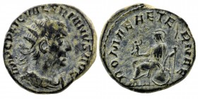 Valerian I, 253-260.  AE
VALERIANVS AVG Radiate, draped and cuirased bust of Valerian seen from the back. 
Rev. ROMAE AETERNAE Roma Nikephoros seated ...